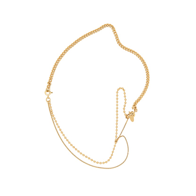 Two-Way Curved &amp; Ball Chain Necklace