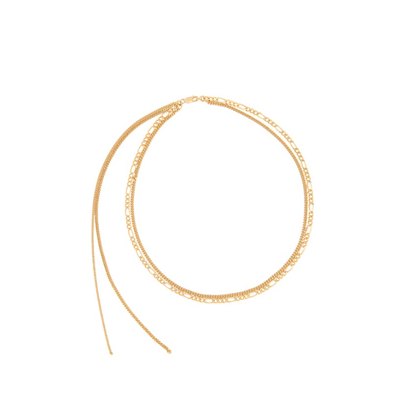 Multi-Layered Figaro &amp; Curved Chain Necklace
