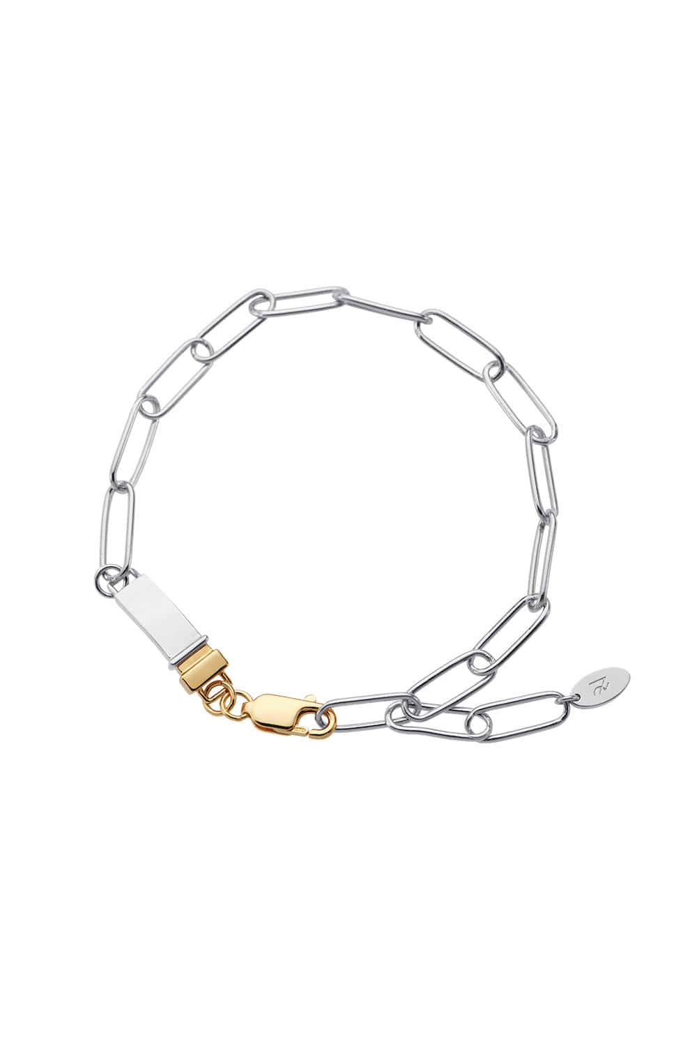 two-toned square clip chain bracelet