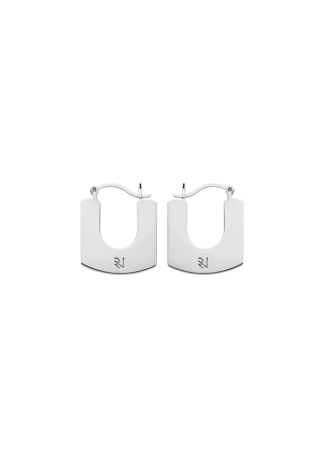 square-flat french lock earrings