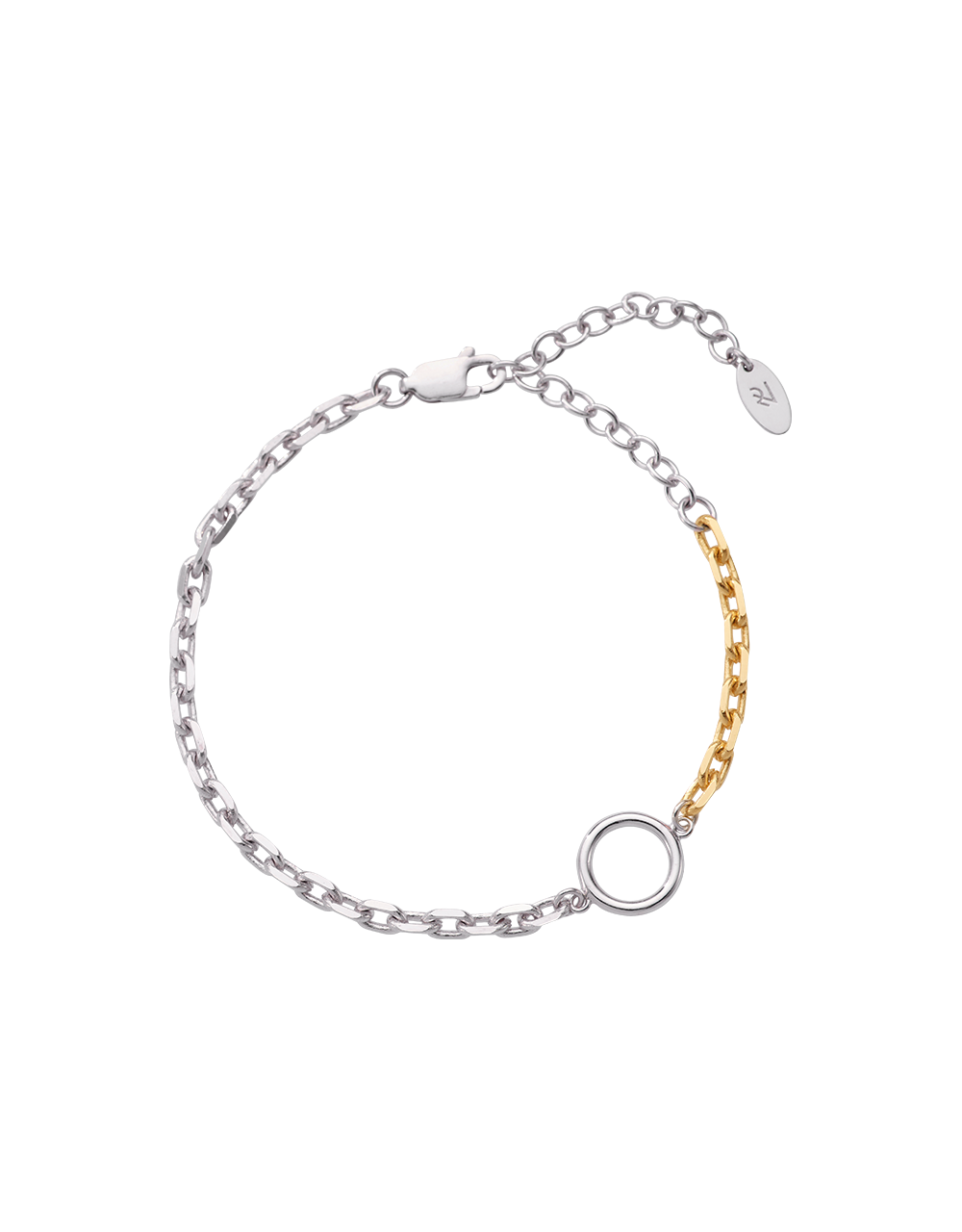 two-toned diamond cut chain bracelet
